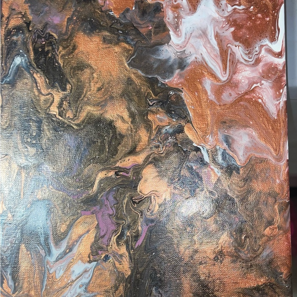 Brown and White Fluid Art Painting